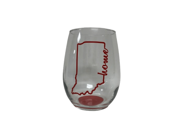Not Just Window Shoppin' Stemless Wine Glass - Outline of Indiana