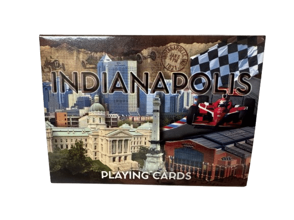 Playing Cards - Indianapolis Skyline (Brown Postage Stamp)
